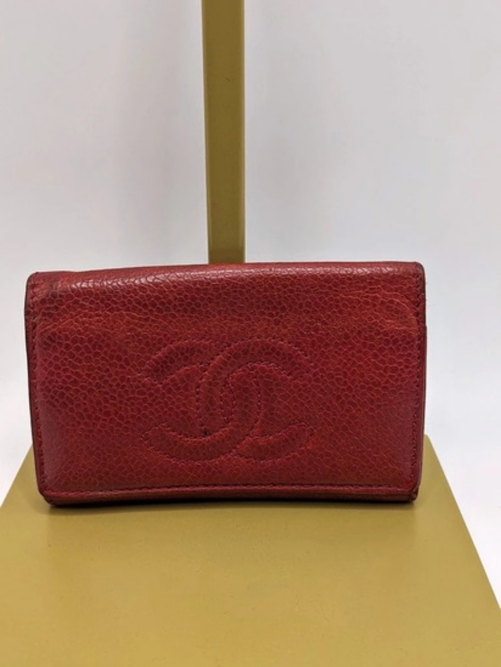 Chanel Vintage Red Caviar Leather CC Six-Key Holder